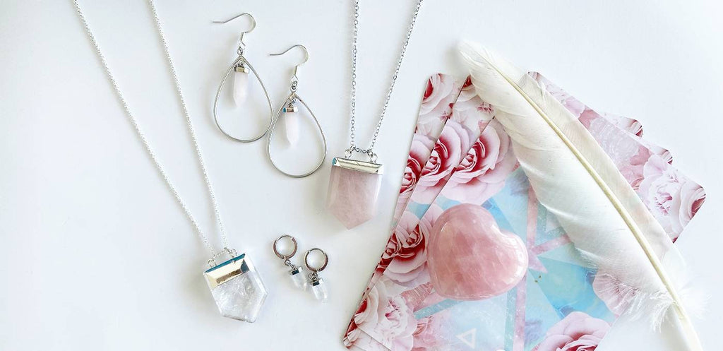 Beautiful rose quartz and clear quartz jewellery