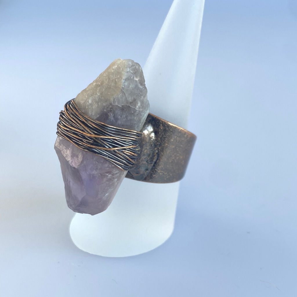 Amethyst and bronze ring - Love To Shine On