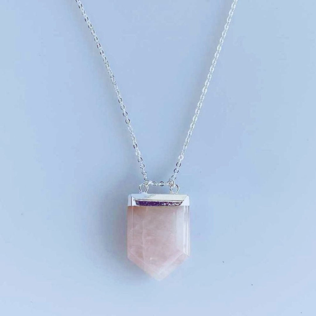 Rose quartz gemstone pendant necklace - Love To Shine On