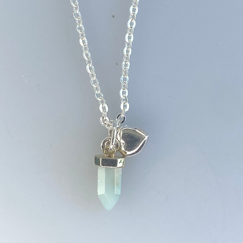 Aventurine tiny point pendant with heart necklace - Love To Shine On
