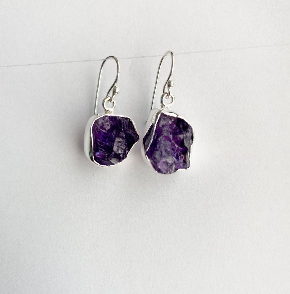 Amethyst raw gemstone earrings - Love To Shine On