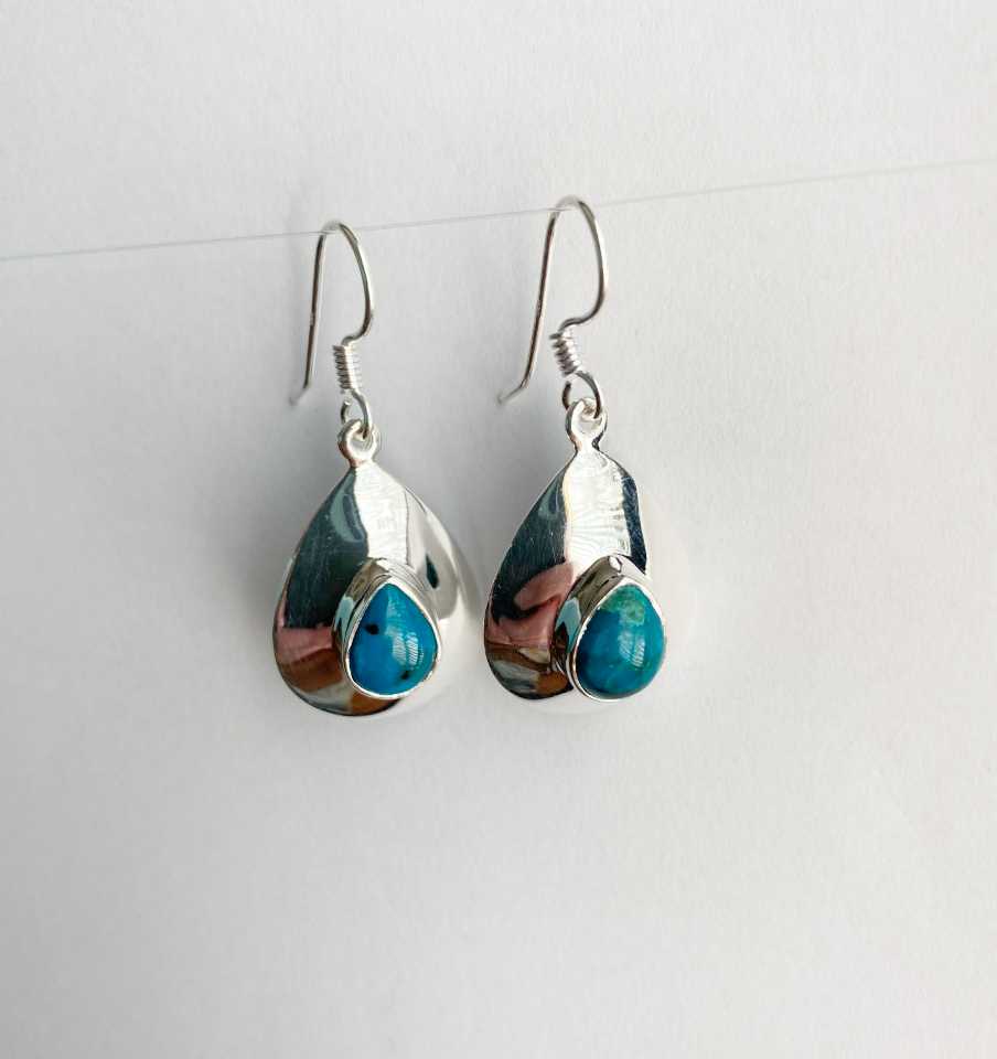 Chrysocolla and silver earrings - Love To Shine On