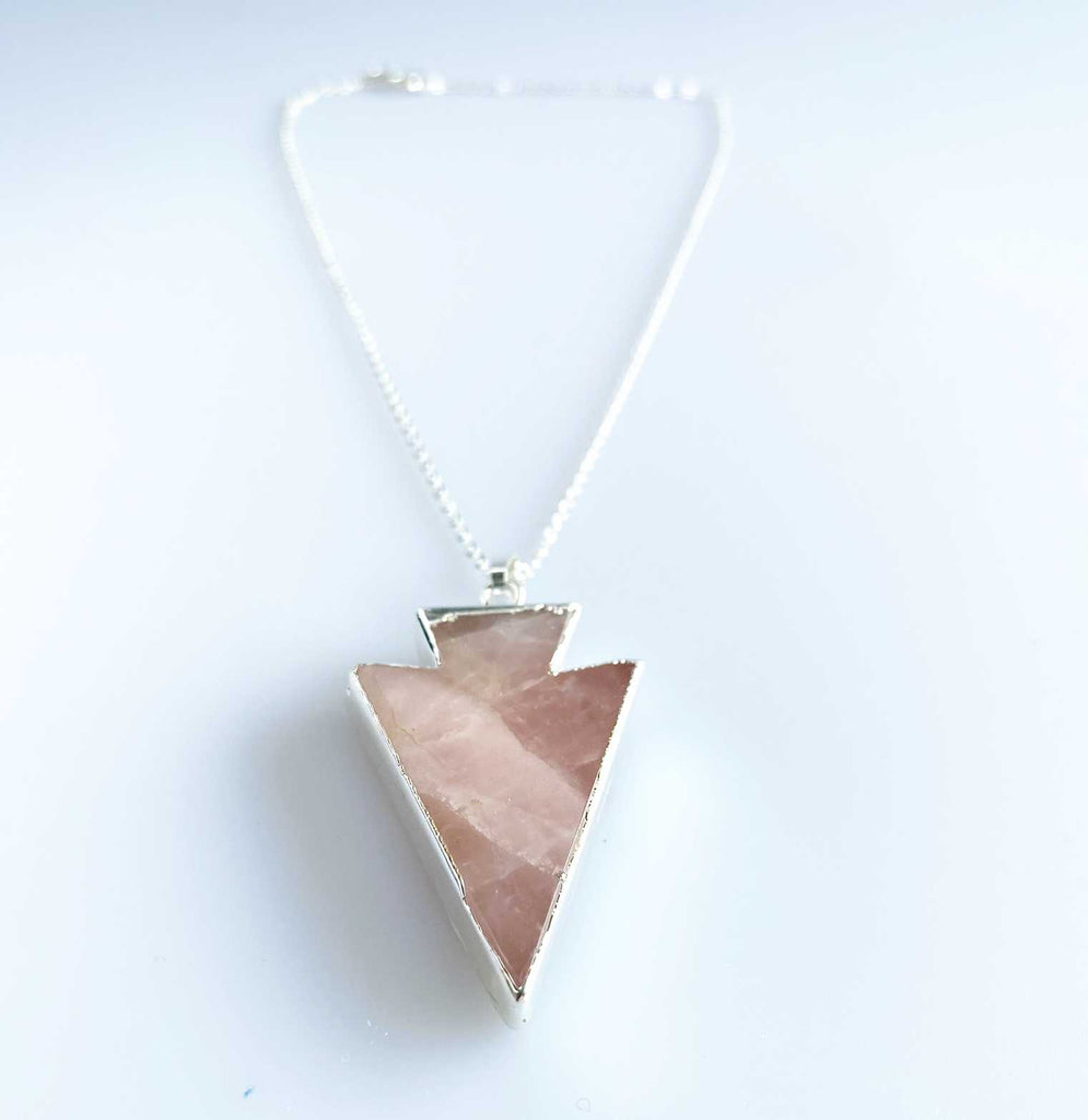 Rose quartz arrowhead pendant necklace - Love To Shine On