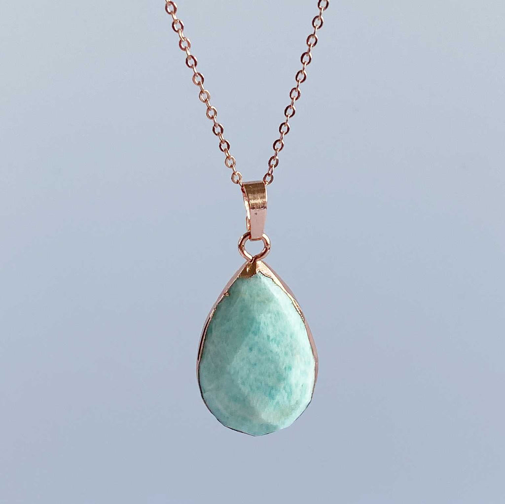 Amazonite faceted rose gold necklace - Love To Shine On
