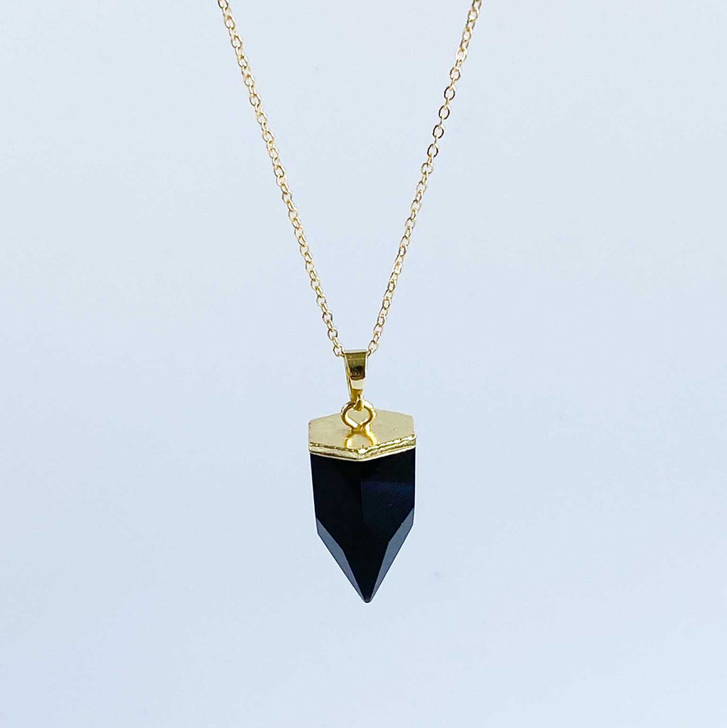 Obsidian crystal quartz point necklace - Love To Shine On