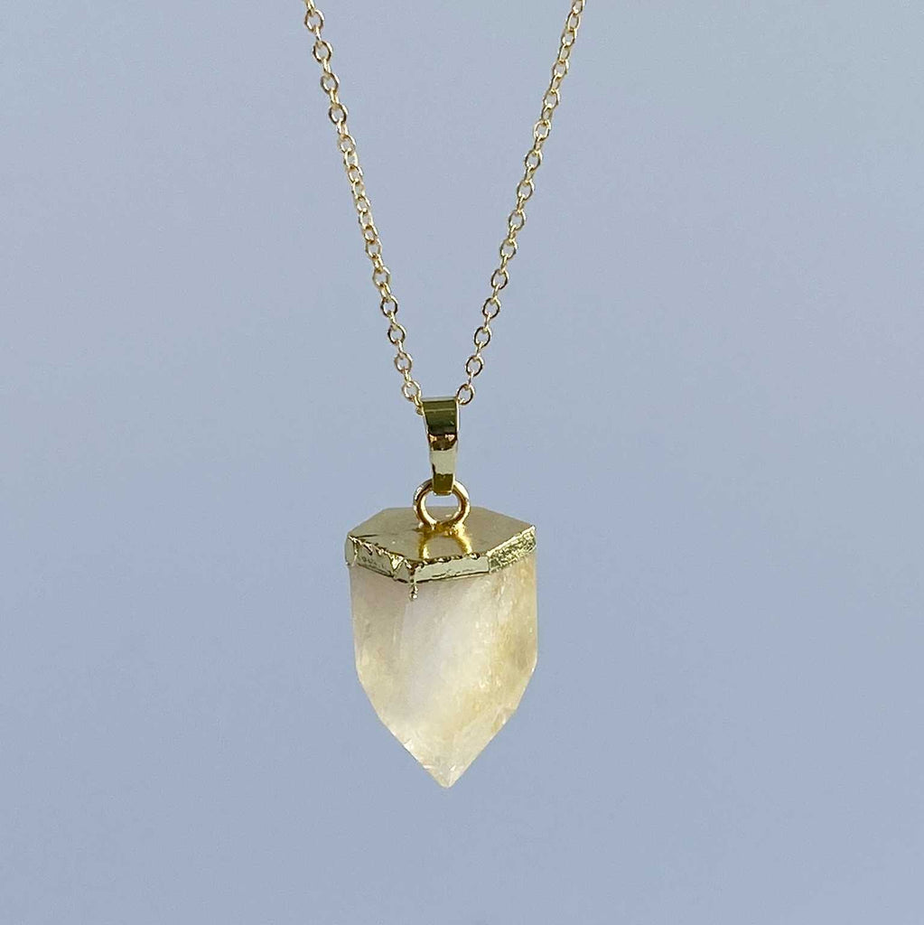 Citrine crystal quartz point necklace - Love To Shine On