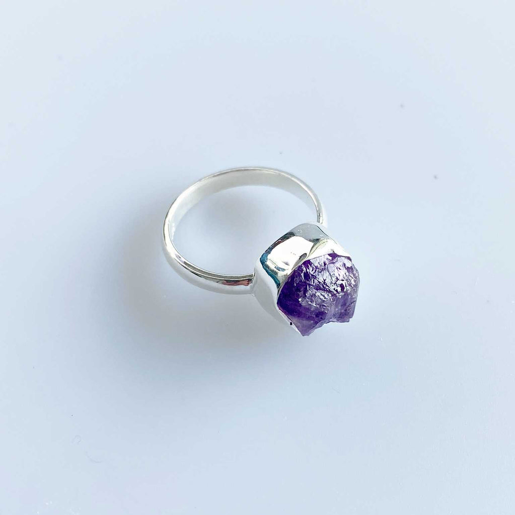 Raw amethyst silver ring - Love To Shine On
