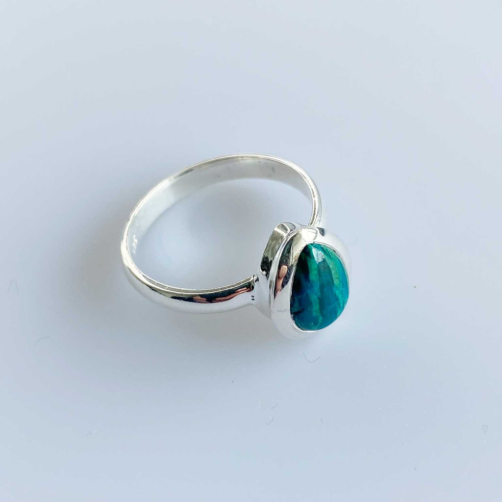Chrysocolla silver ring - Love To Shine On
