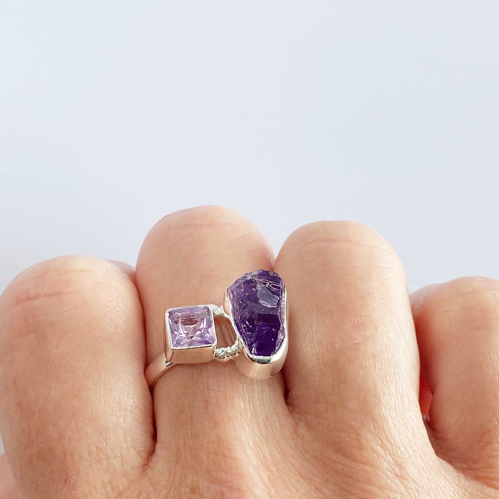 Amethyst double stone ring - Love To Shine On