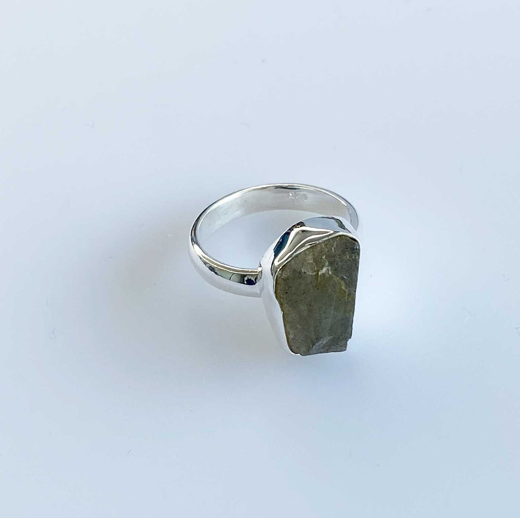 Labradorite raw crystal silver ring - Love To Shine On