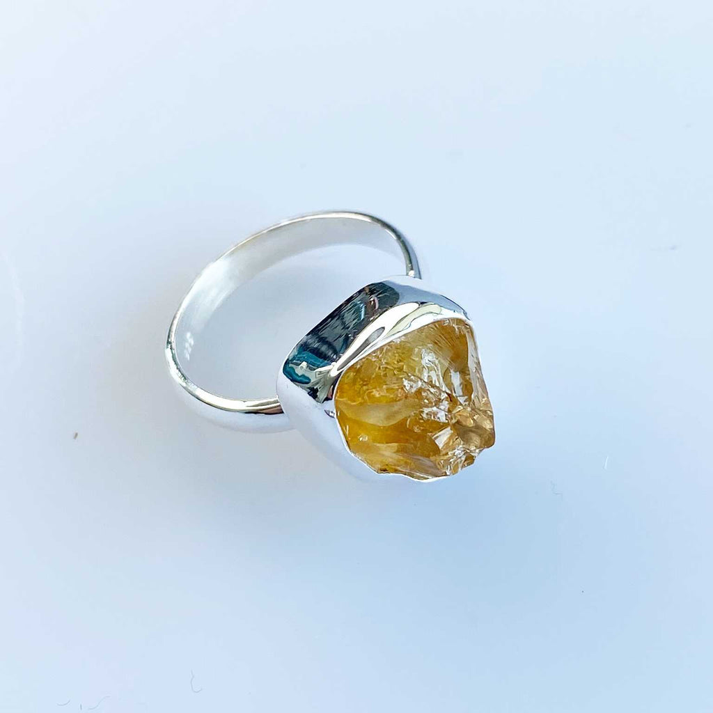 Citrine raw crystal silver ring - Love To Shine On