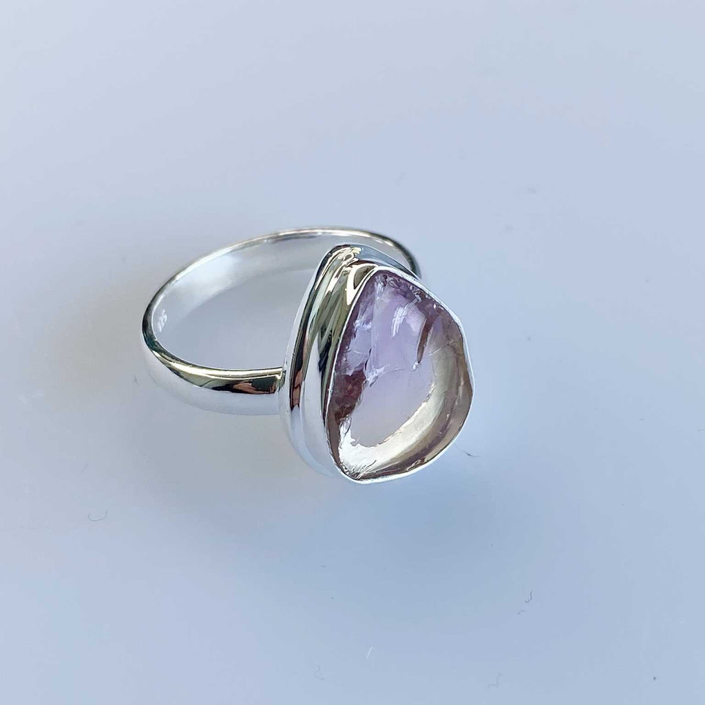 Amethyst raw teardrop silver ring - Love To Shine On