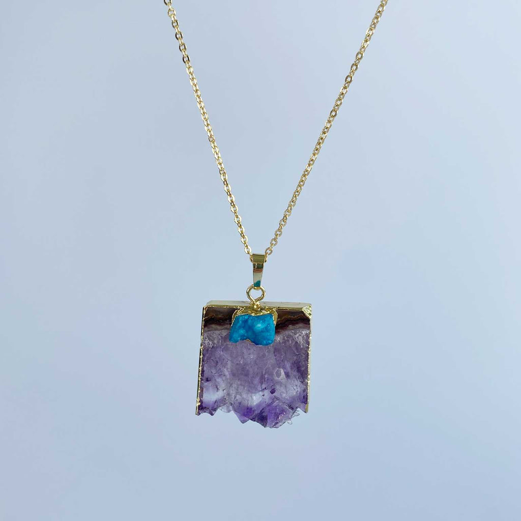 Amethyst with blue druzy  necklace - Love To Shine On