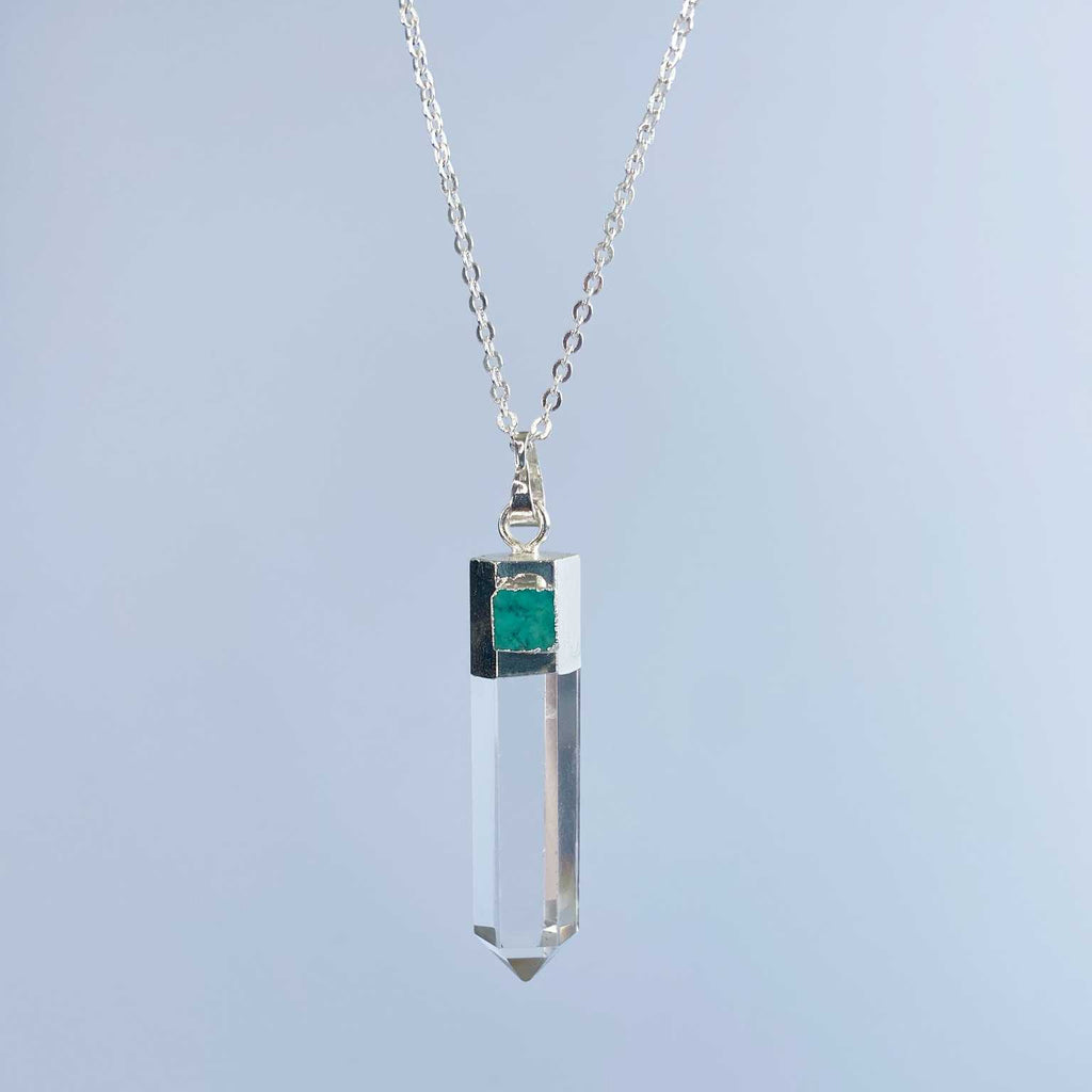 Turquoise and clear quartz necklace - Love To Shine On