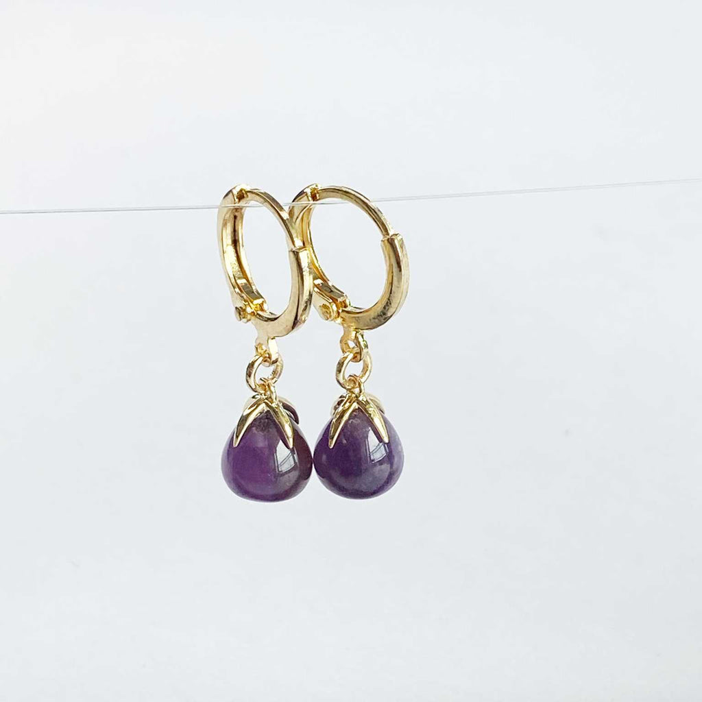 Amethyst gold drop earrings - Love To Shine On