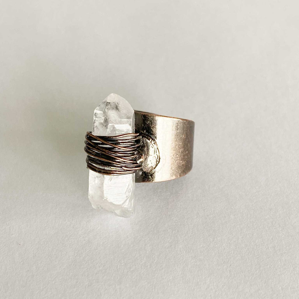 Clear quartz and bronze ring - Love To Shine On