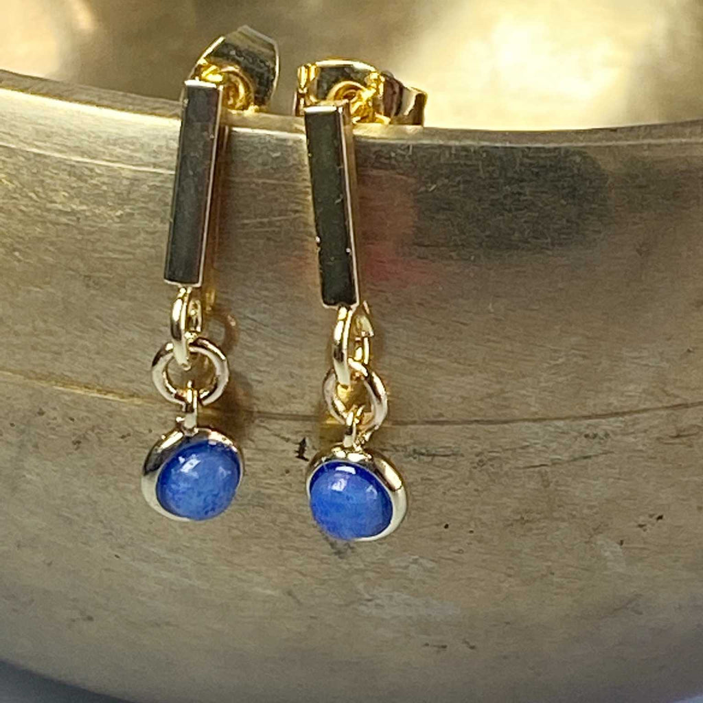 Blue aventurine and gold earrings