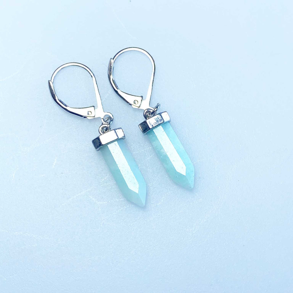 Amazonite crystal point gemstone clip earring - Love To Shine On