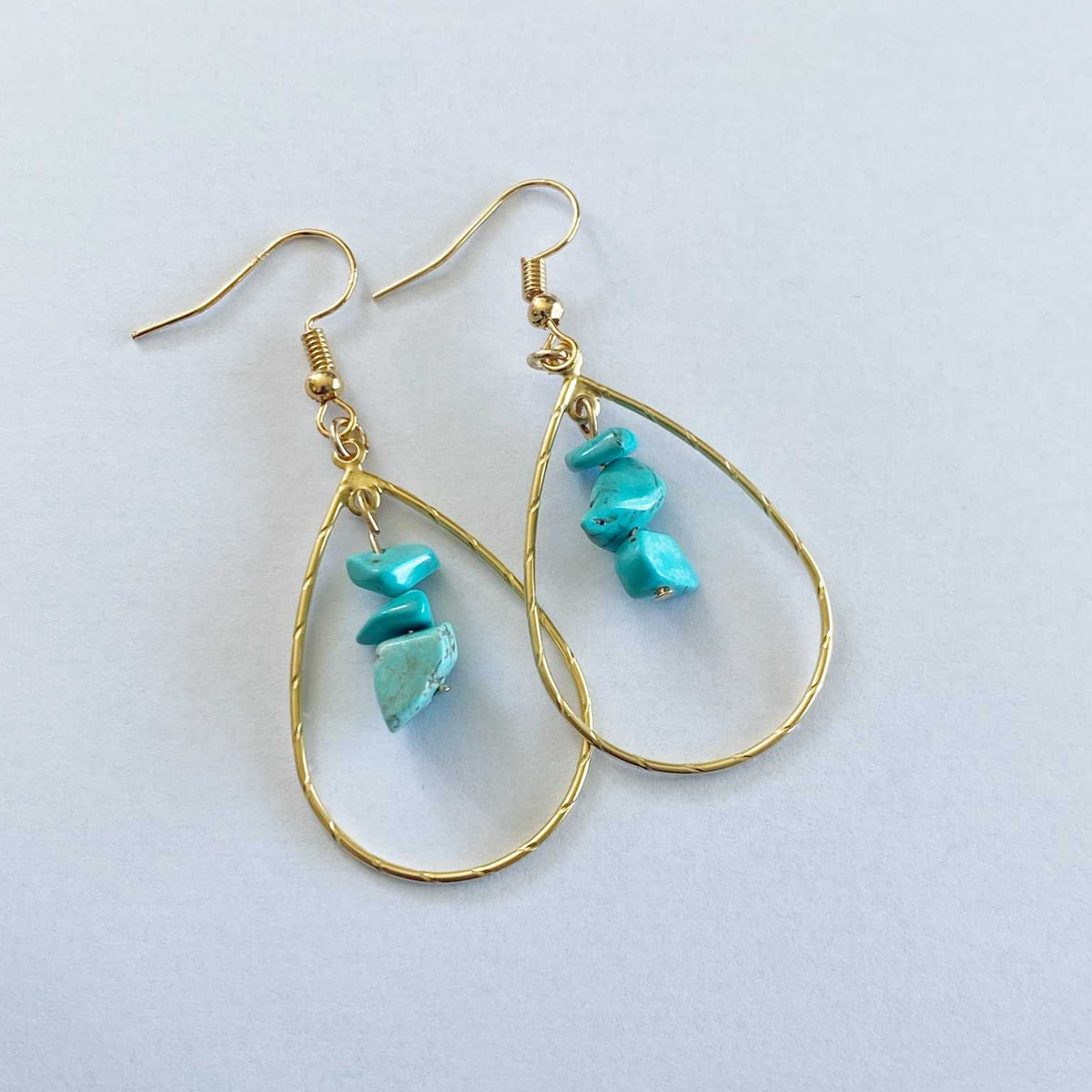ターコイズ Turquoise Gemstone ピアス★Luxdivine #1007 Turquoise Stud Earrings with Rhinestones – Lacosta Jewelry