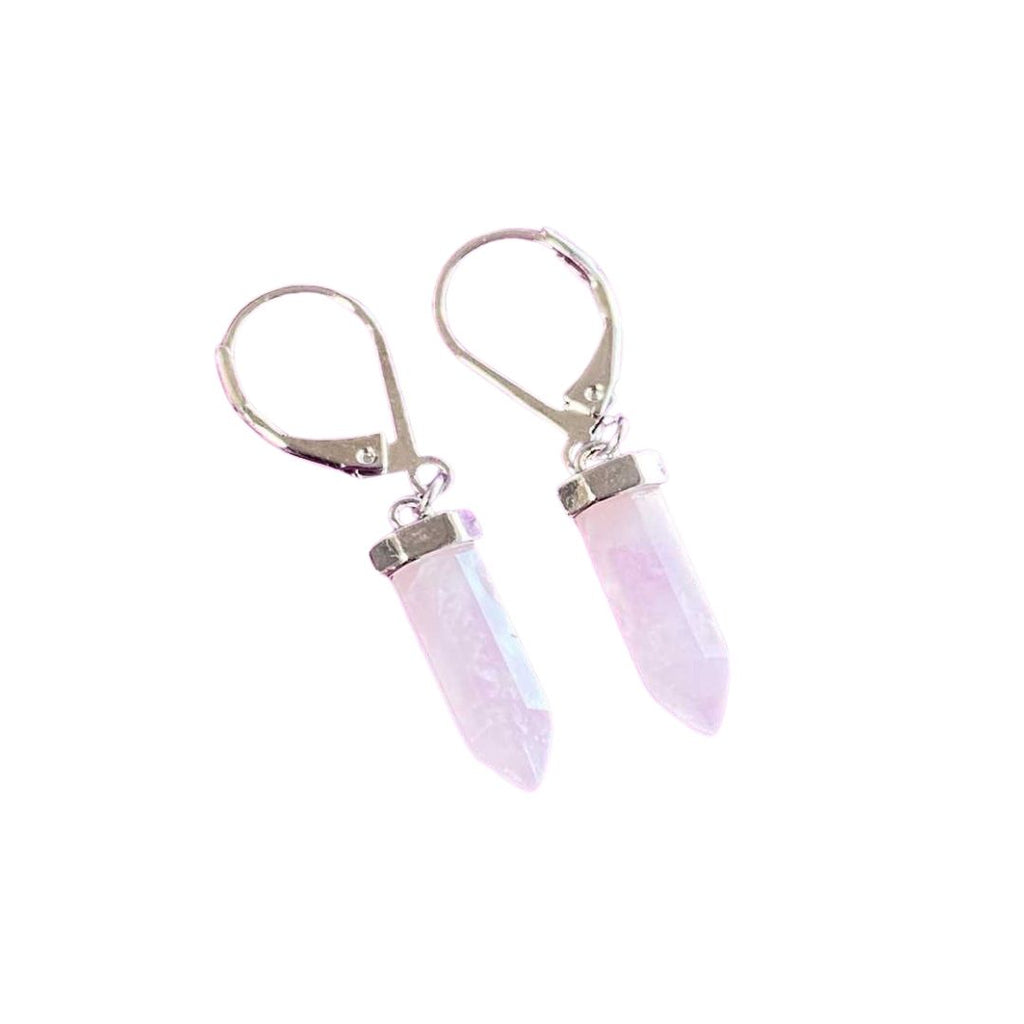 Rose quartz crystal point gemstone clip earring - Love To Shine On