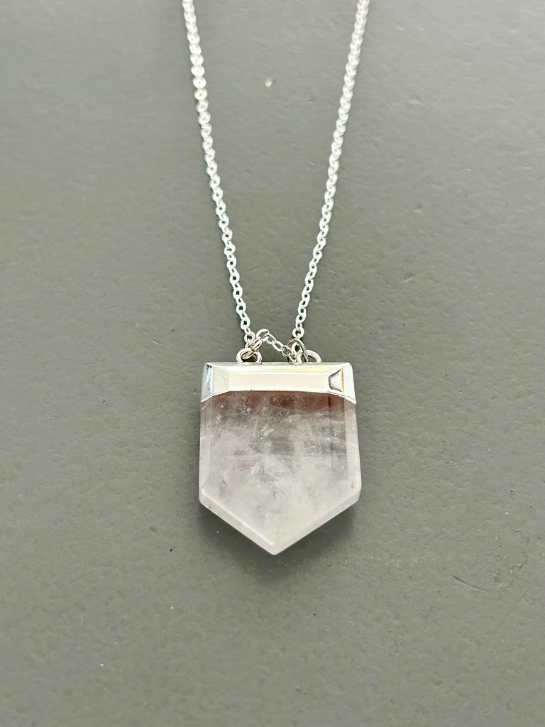 Clear quartz cut gemstone pendant necklace - Love To Shine On