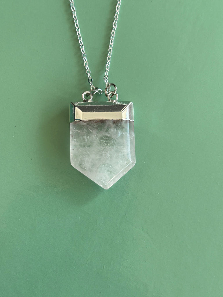 Clear quartz cut gemstone pendant necklace - Love To Shine On