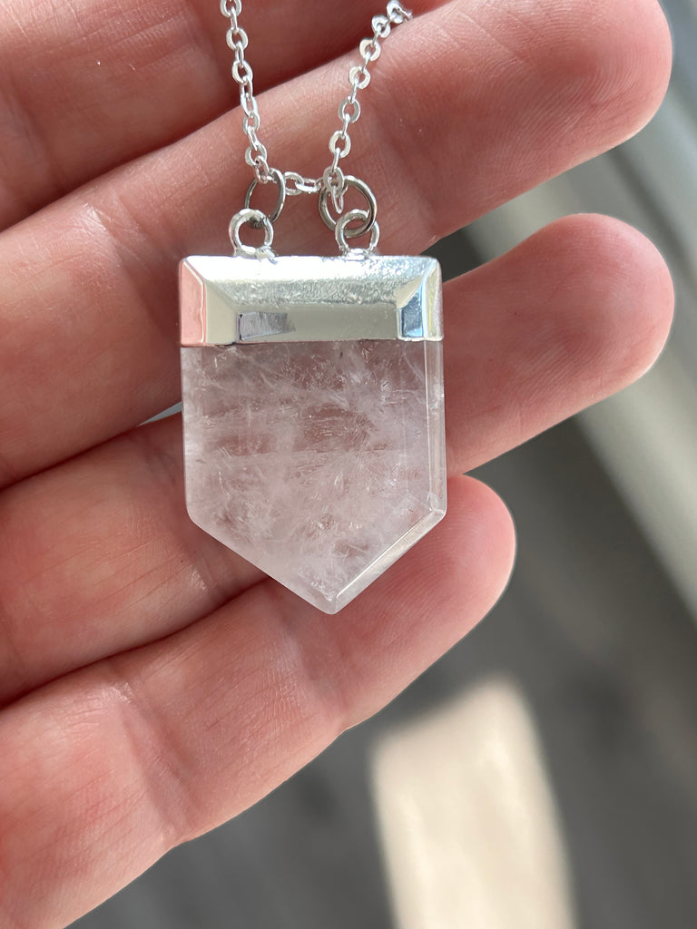 Clear quartz cut gemstone pendant necklace - Love To Shine On