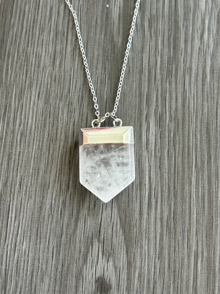 Clear quartz cut gemstone pendant necklace - Love To Shine On