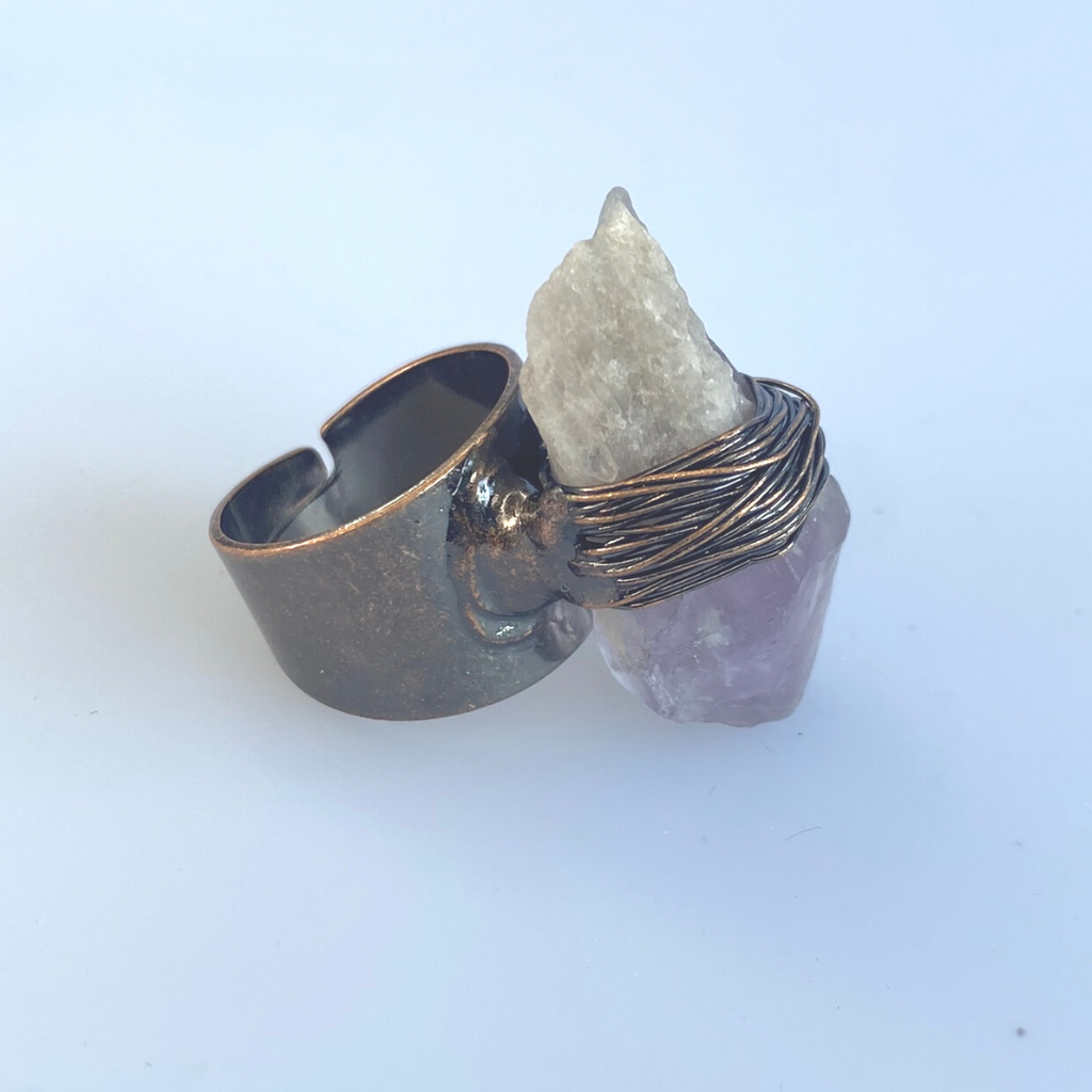 Amethyst and bronze ring - Love To Shine On