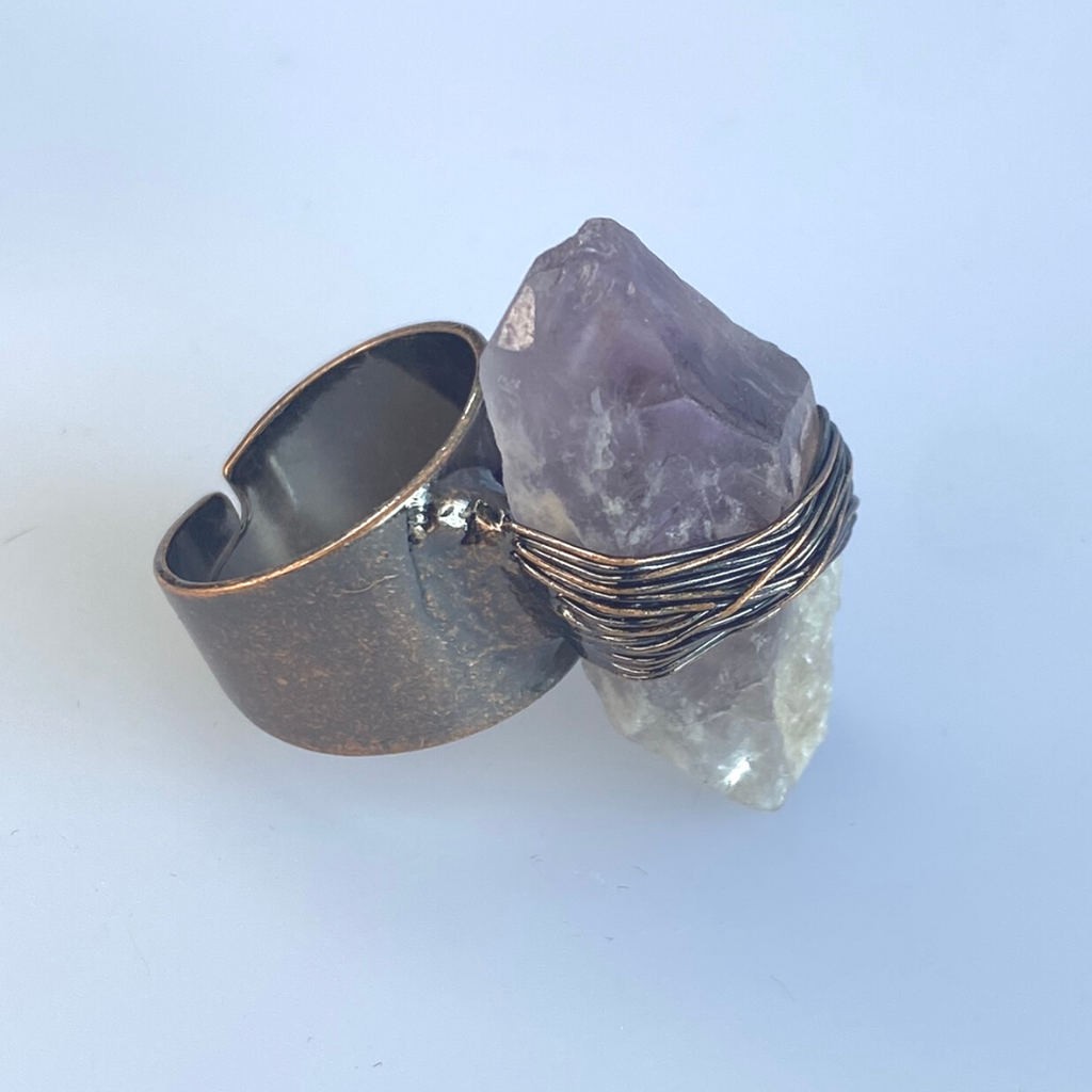 Amethyst and bronze ring - Love To Shine On