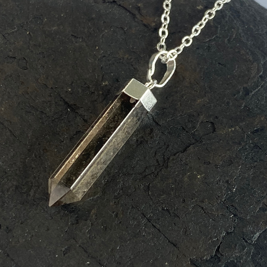 Smoky quartz point gemstone pendant necklace - Love To Shine On