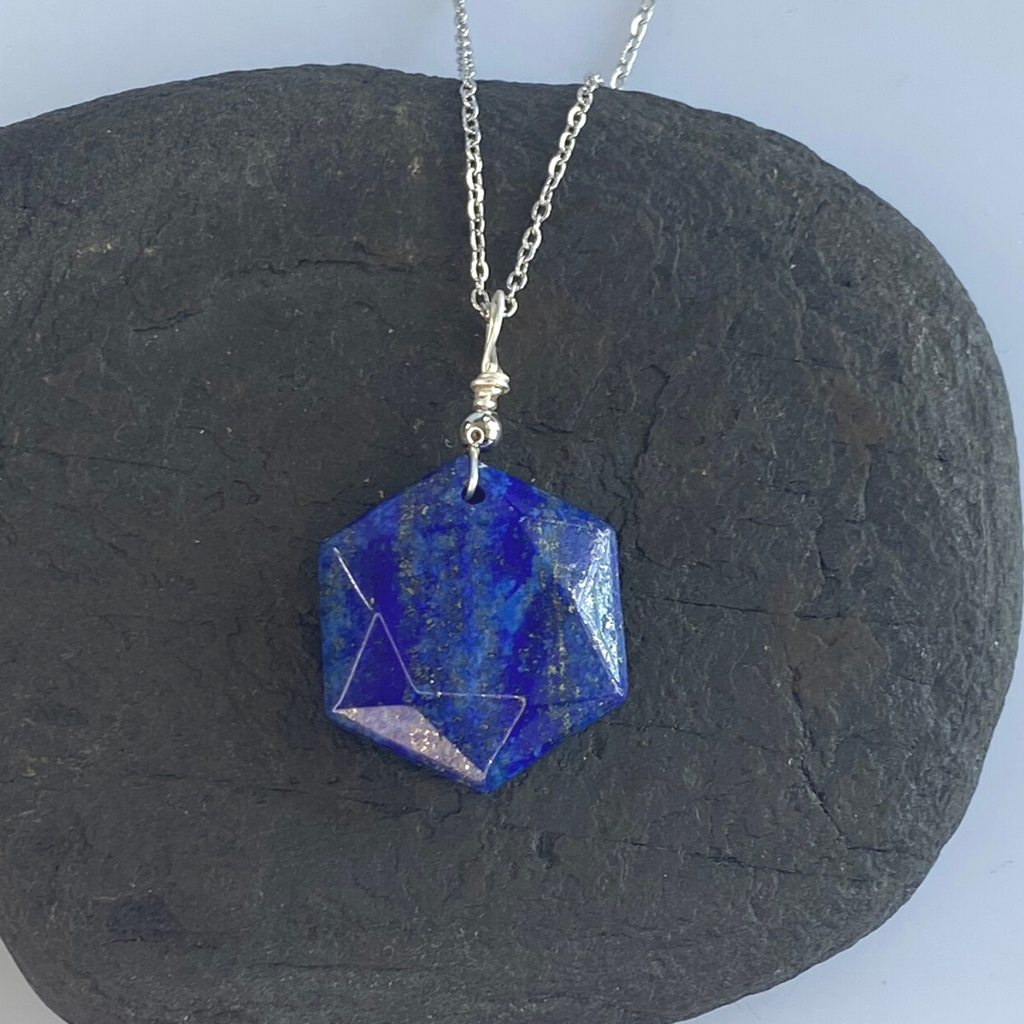 Lapis Lazuli six point star necklace - Love To Shine On