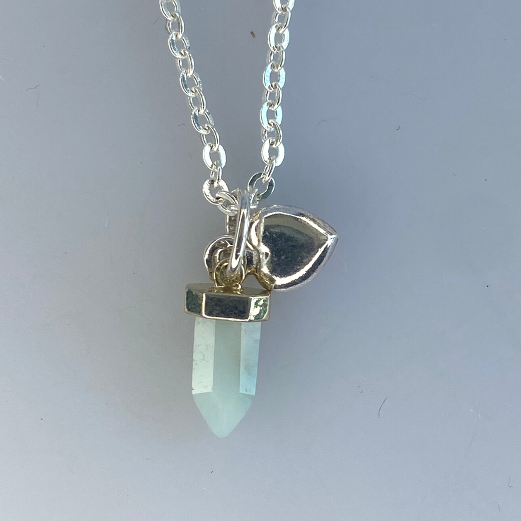 Aventurine tiny point pendant with heart necklace - Love To Shine On