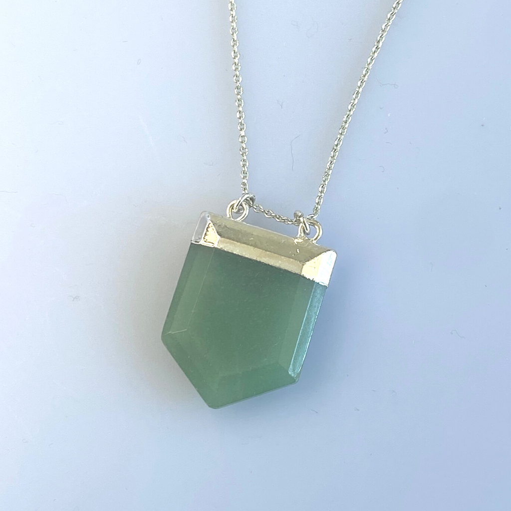 Aventurine cut gemstone pendant necklace - Love To Shine On