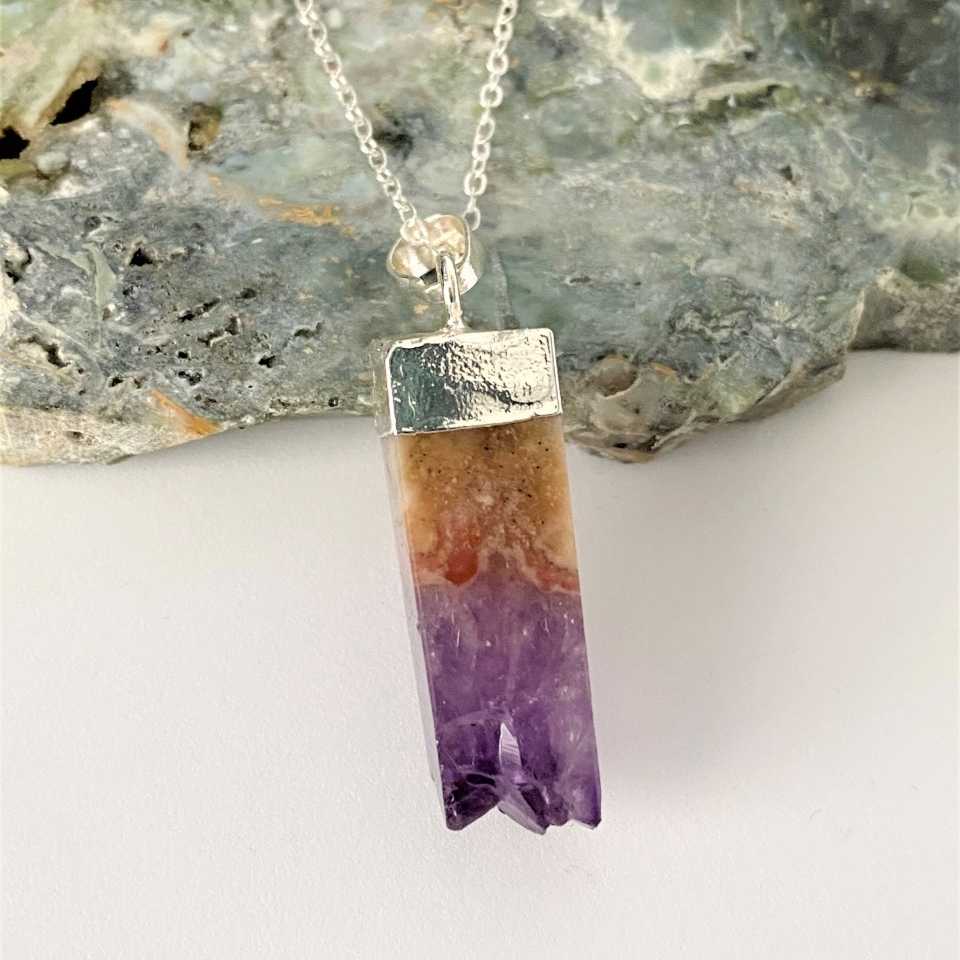 Rectangle natural amethyst pendant - Love To Shine On