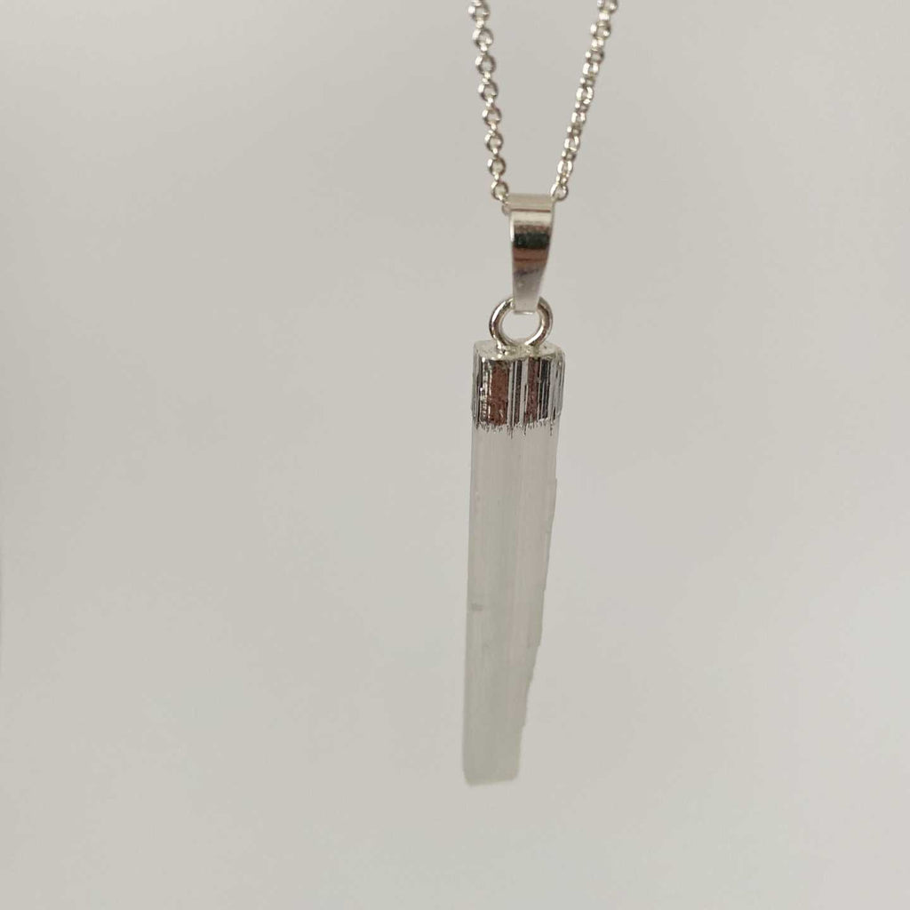 Slim natural selenite pendant necklace - Love To Shine On