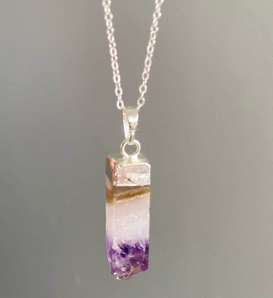 Rectangle natural amethyst pendant - Love To Shine On