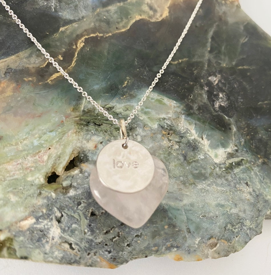 Rose quartz love heart necklace - Love To Shine On