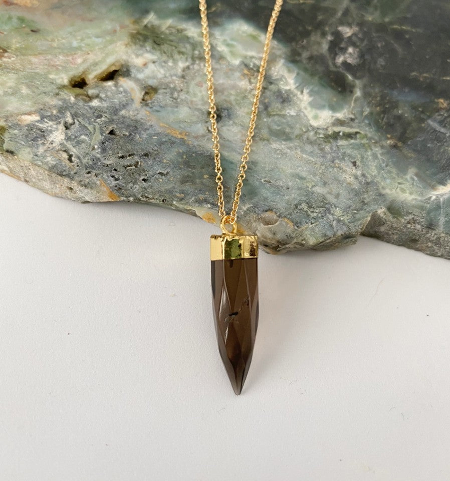 Smoky quartz spike pendant necklace - Love To Shine On