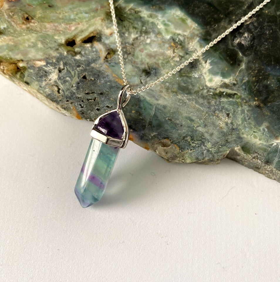 Fluorite double terminated point necklace - Love To Shine On