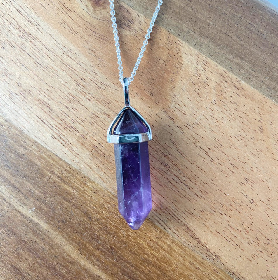 Amethyst double terminated point necklace - Love To Shine On