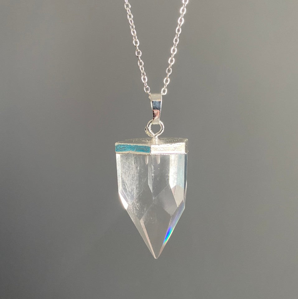 Clear crystal quartz spike point necklace - Love To Shine On