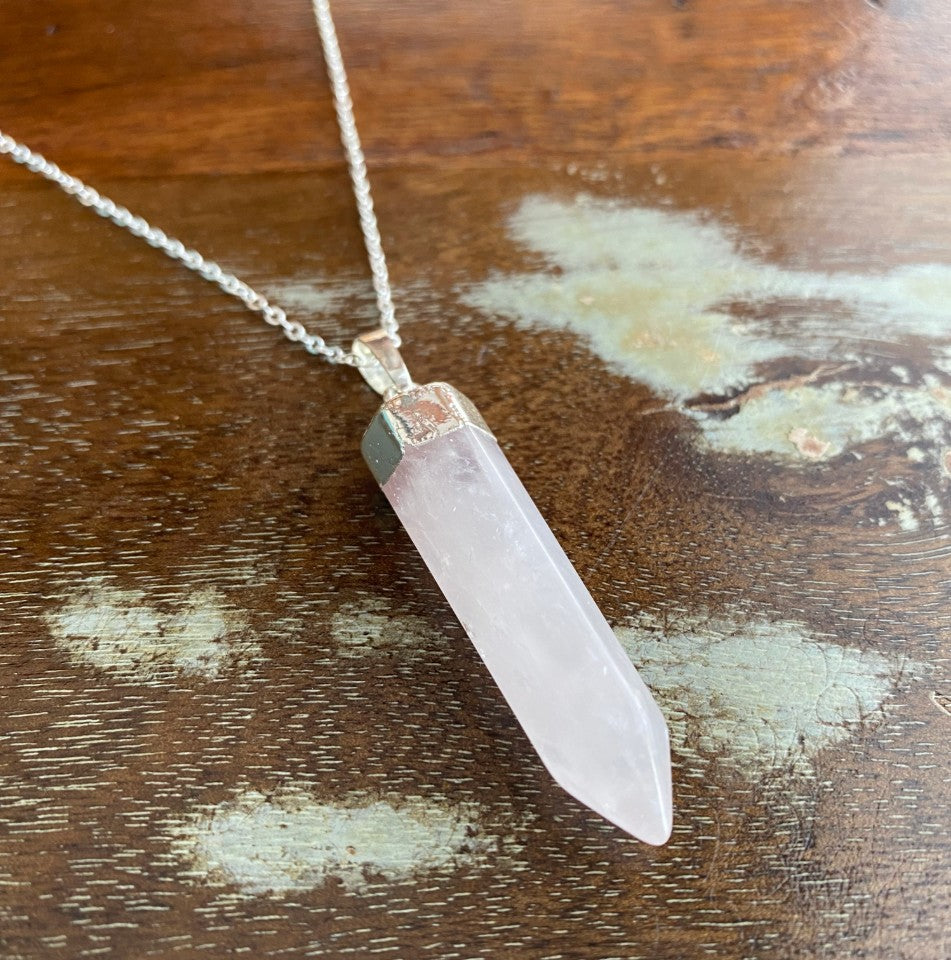 Rose quartz point necklace - Love To Shine On