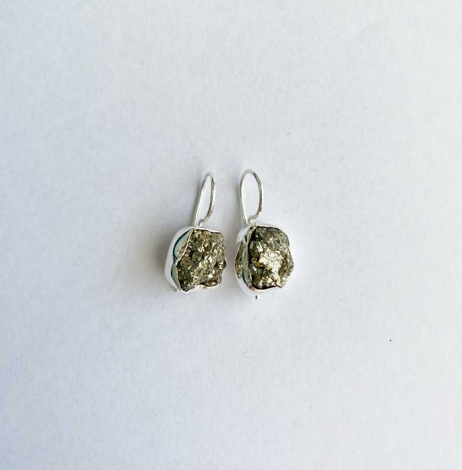 Pyrite raw gemstone crystal earrings - Love To Shine On