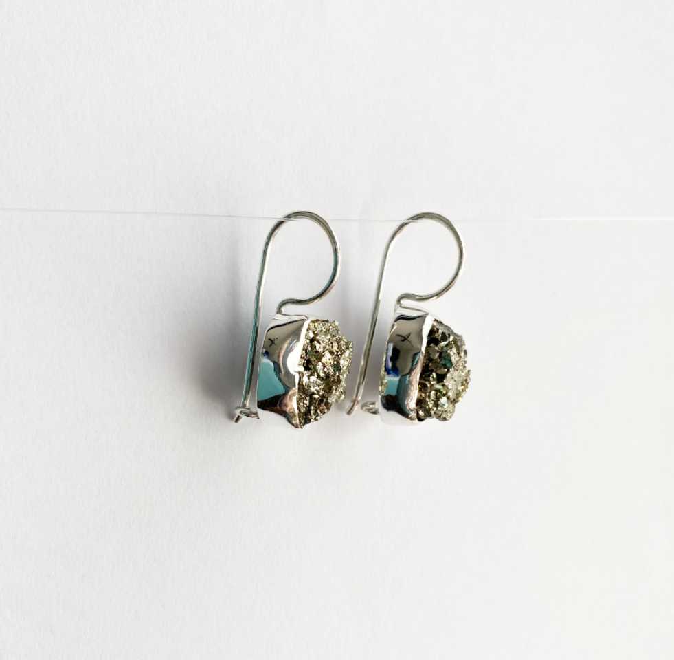 Pyrite raw gemstone crystal earrings - Love To Shine On