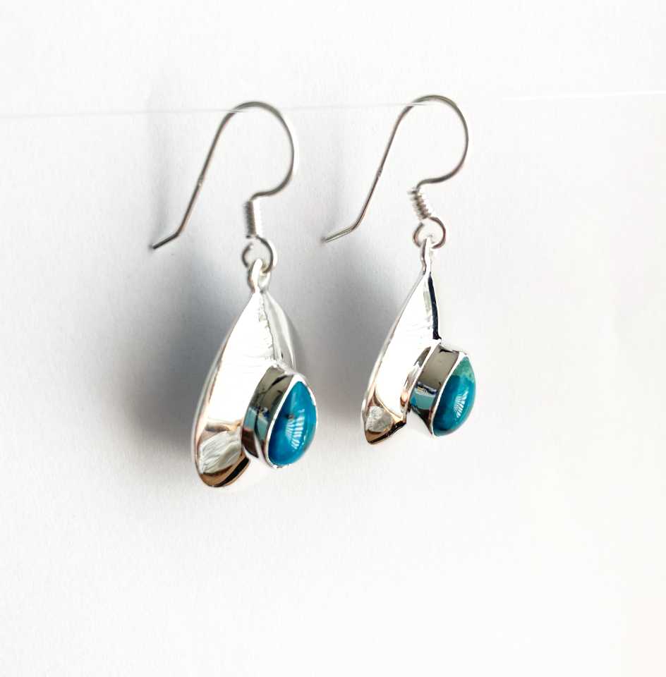 Chrysocolla and silver earrings - Love To Shine On