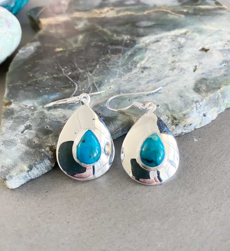 Chrysocolla and silver earrings - Love To Shine On