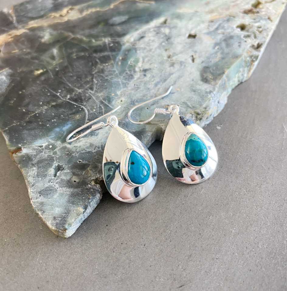 Chrysocolla and silver earrings - Love To Shine On