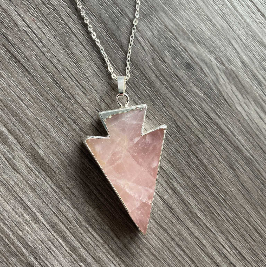 Rose quartz arrowhead pendant necklace - Love To Shine On