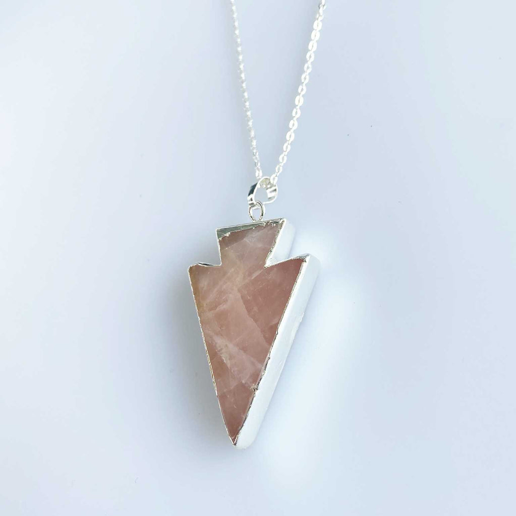 Rose quartz arrowhead pendant necklace - Love To Shine On